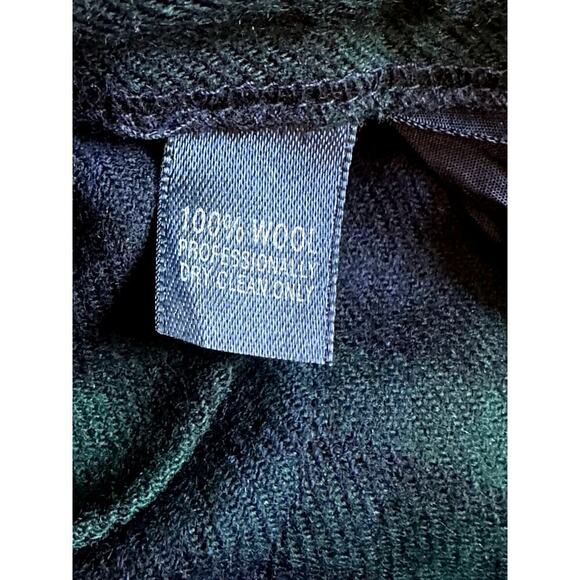 Vtg Lands' End Green Blue Plaid Wool Pleated Midi Wrap W. Pin Skirt Sz 10 USA - Picture 5 of 6